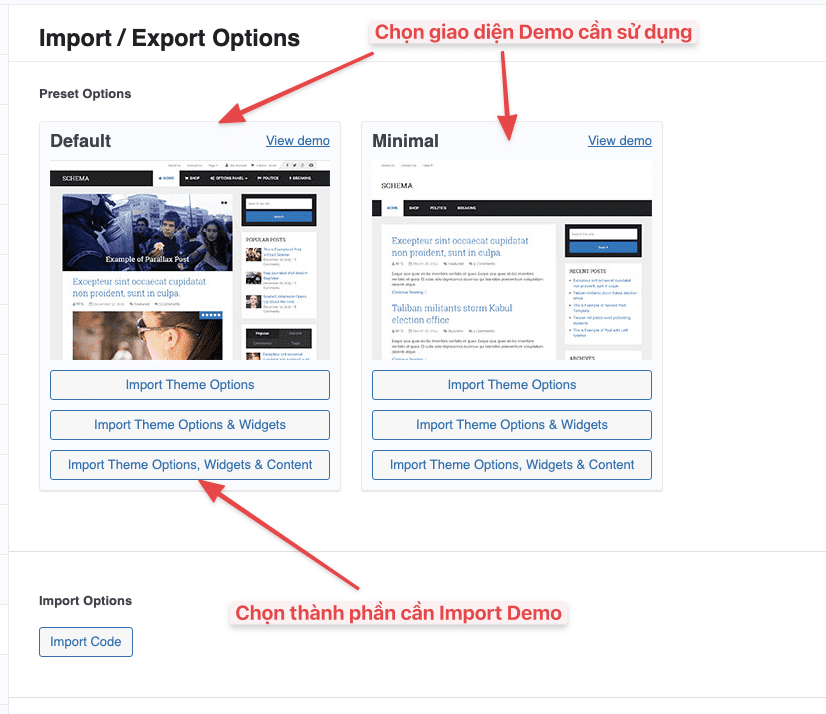Hướng dẫn cài đặt và Import Demo Theme MyThemeShop