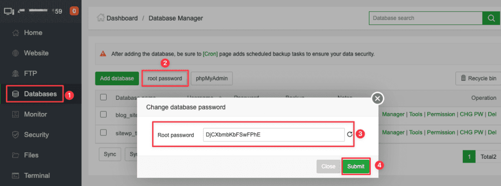 Khôi phục mật khẩu Root MySQL trên aaPanel