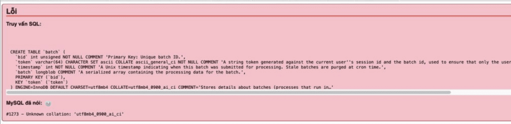 Sửa lỗi Unknown collation: utf8mb4_0900_ai_ci