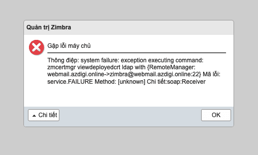 Fix system failure exception executing command on Zimbra mail