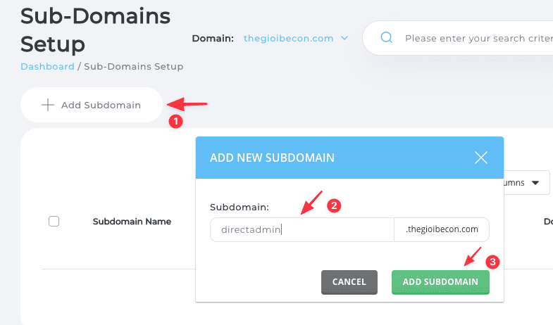 Đổi Document root cho subdomain