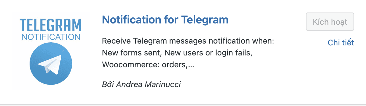 Thông báo đơn hàng Woocommerce qua Telegram