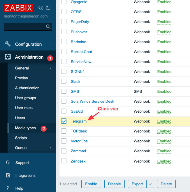 Hướng dẫn thiết lập Zabbix cảnh báo qua Telegram