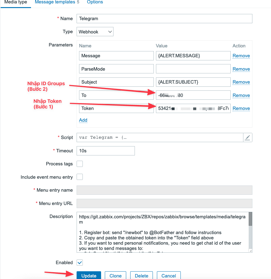 Hướng dẫn thiết lập Zabbix cảnh báo qua Telegram