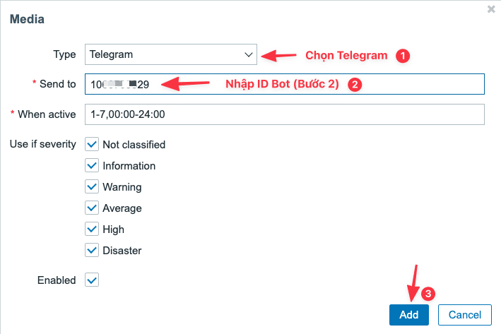 Hướng dẫn thiết lập Zabbix cảnh báo qua Telegram