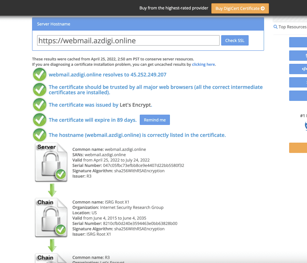 How to install the SSL certificate on Zimbra Mail Server