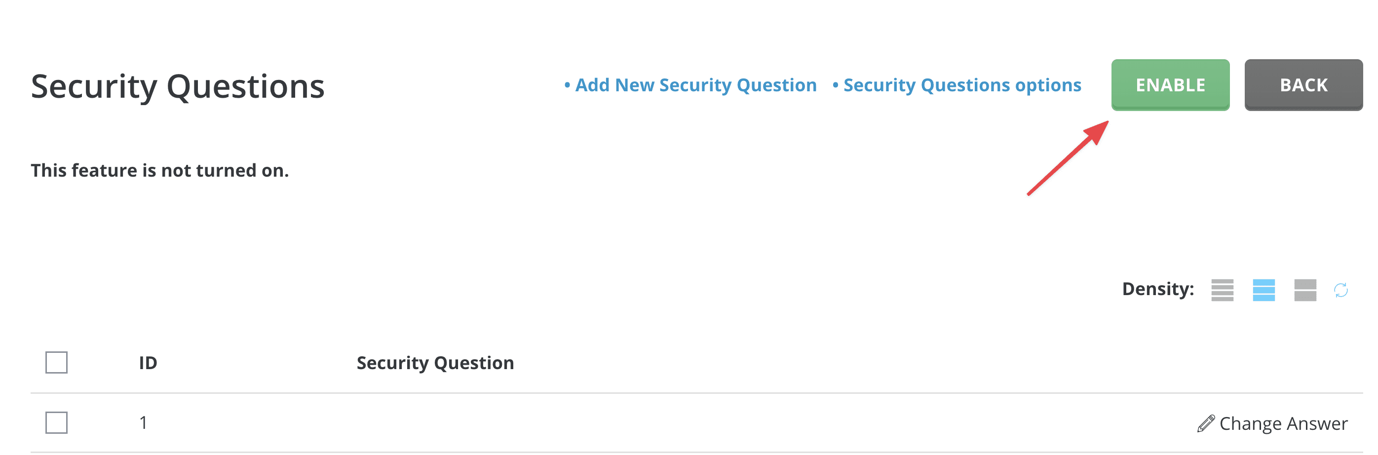 Enable security questions on DirectAdmin