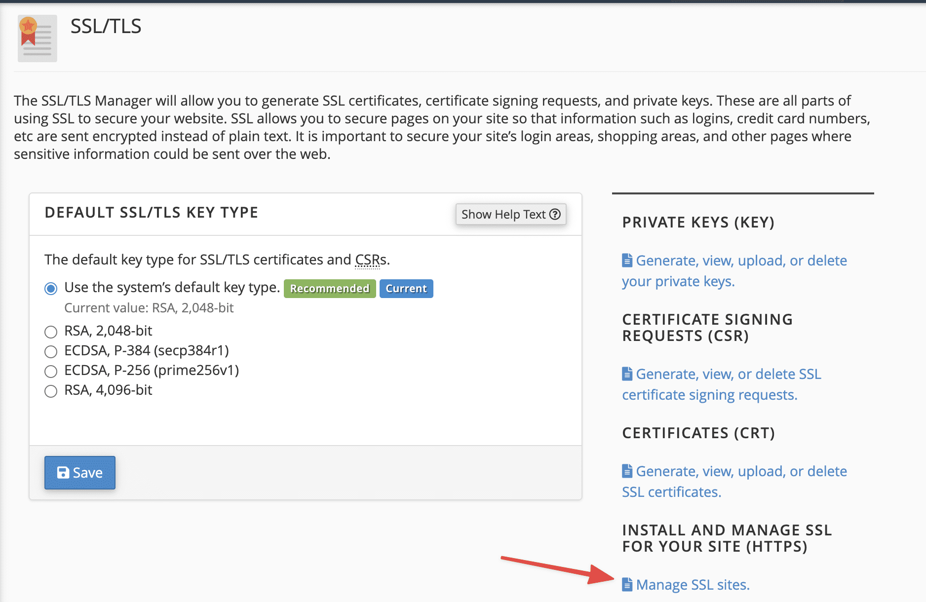 Manage SSL sites