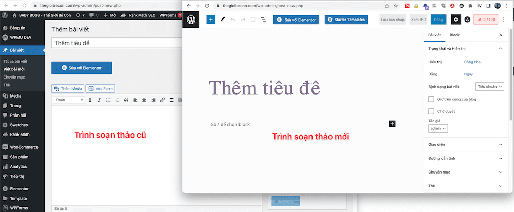 Sử dụng trình soạn thảo cũ trên wordpress 5.0