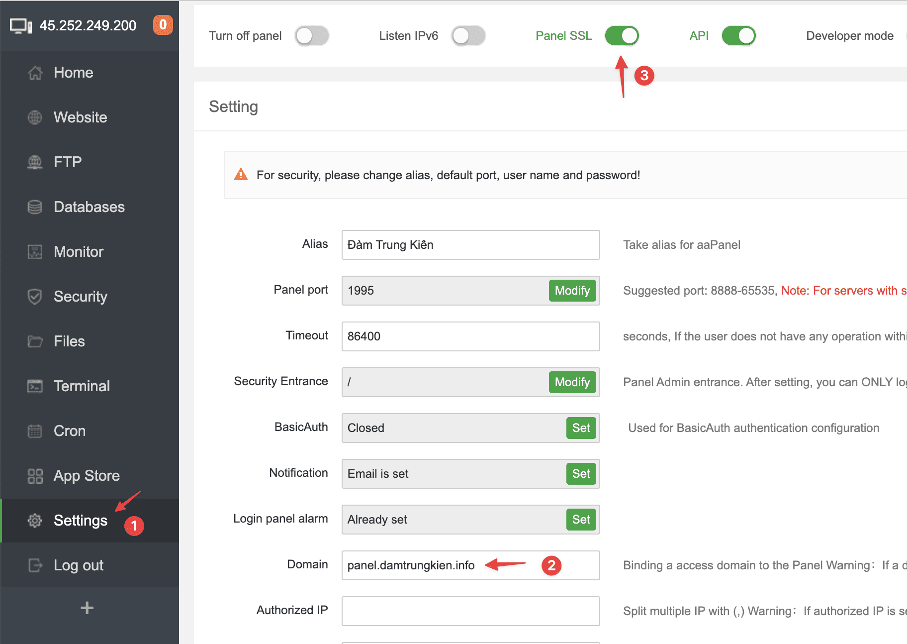 How to change Hostname for aaPanel