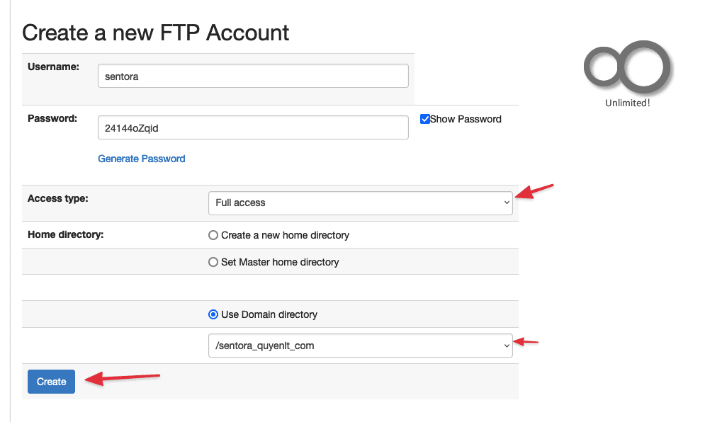 Hướng dẫn tạo tài khoản và kết nối FTP qua Monsta-FTP trên Sentora