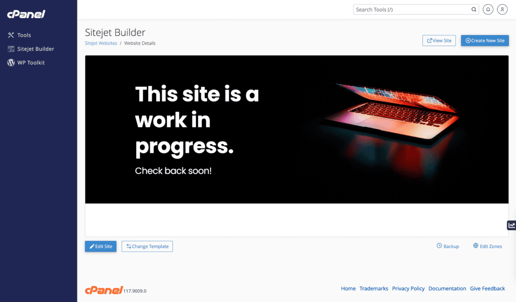 Sitejet Builder trình tạo trang web trực tuyến trên cPanel
