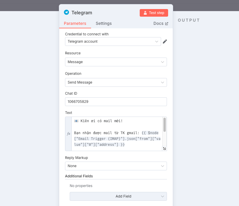 Thiết lập nhận Email qua Telegram với n8n